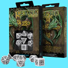 Q Workshop 7 Dice Celtic 3D Set White And Black Polyhedral New Scer02 Rpg Dungeons