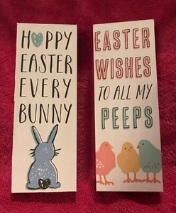 Feliz Pascua Every Bunny & Easter Wishes To All My Peeps Box Sign Set De 2 ¡NUEVO! - Imagen 1 de 6