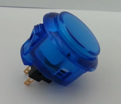 Japan Sanwa Clear Blue Buttons x 1 pc OBSC-30-CB Video Arcade Parts - Image 1 of 4