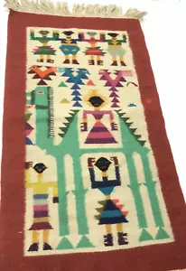 Vintage Egyptian 100% Wool Tapestry Rug Runner  Colorful Camels Handmade Egypt - Picture 1 of 11