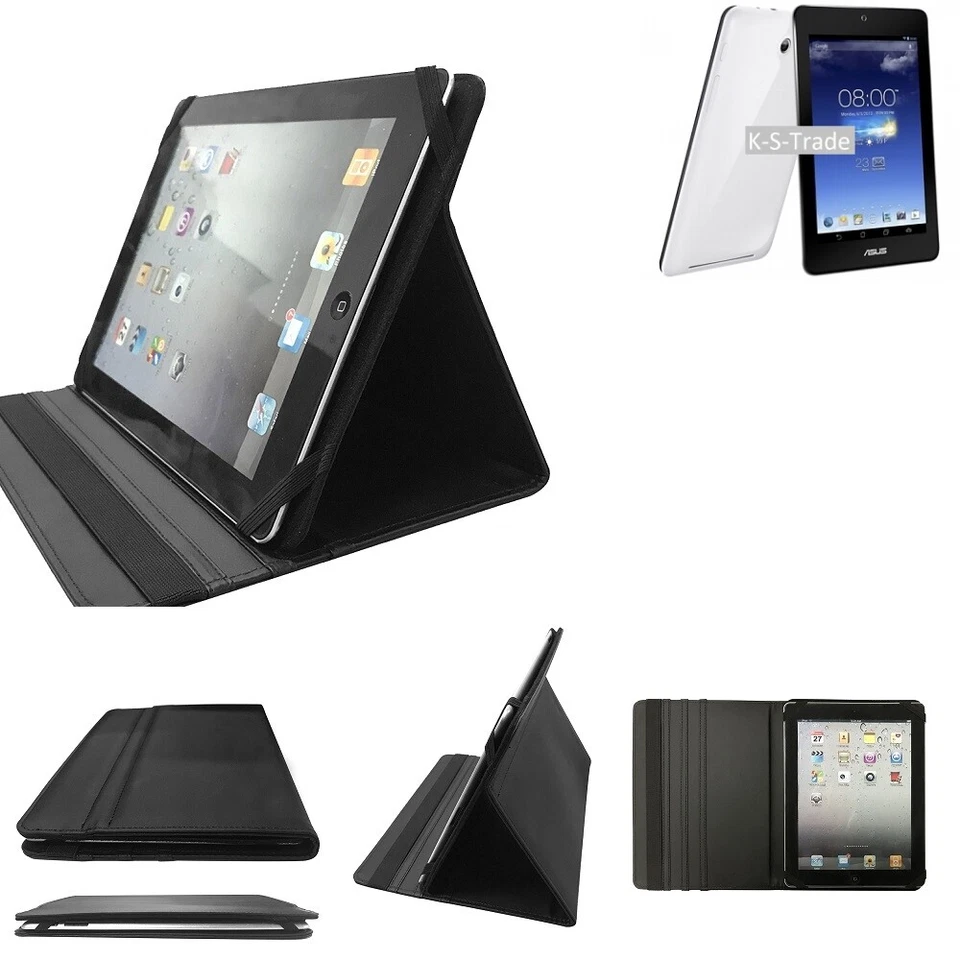 Pour Asus Memo Pad HD 7 Housse tablette protection couvercle Étui Faux cuir noi - Photo 1/4