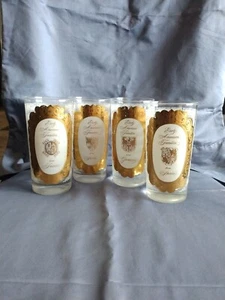 Vintage MCM Early American Family Names  Glasses Set Of 4 - Picture 1 of 13