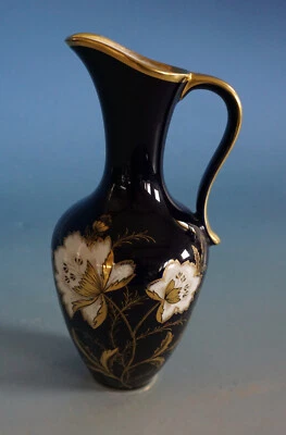 Linder Echt Kobalt Vase Blumenvase Henkelvase Isabel Porzellan Blume (F023-034) - Bild 1 von 3