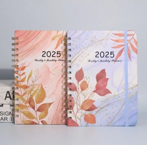 2025 Diary A5 Week to View Floral Hard Cover Wiro Bound Planner Notebook Women - Picture 1 of 36