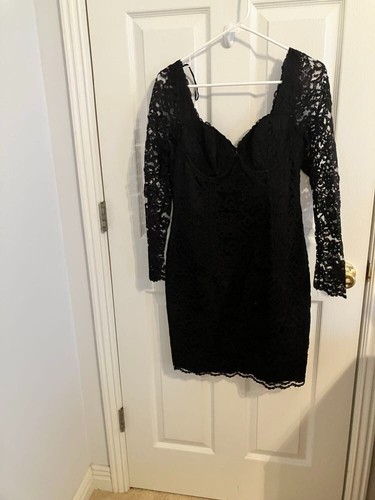 UNDERCOVER Abito Victoria Secret nero pizzo manica lunga taglia 8