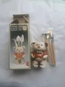 Vintage Ceramic Bear Planter With Garden tools - Picture 1 of 7