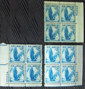 US 4¢ Stamp SC #C48 Air Mail 3 with matching number plate blocks MNH 1954. - Picture 1 of 1