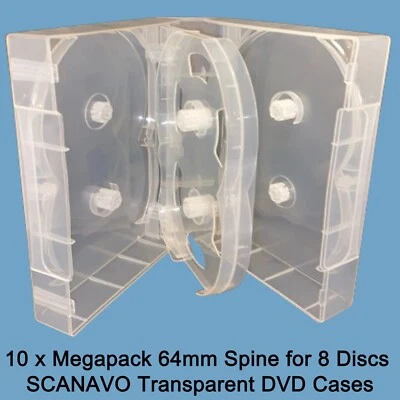 10 x 8 Way Clear Megapack DVD 64mm [8 Discs] New Empty Replacement SCANAVO Case - Image 1 of 4