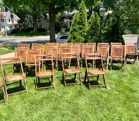 Vintage Wood Folding Chairs Church Chairs Cover