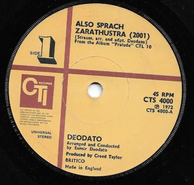 DEODATO - ALSO SPRACH ZARATHUSTRA(2001) / SPIRIT OF SUMMER - CTI 1972 - solid Foto 1 de 3