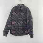 JACHS Men's Gray Aztec Print Sherpa Lined Wool Bomber Shirt Jacket L Preowned