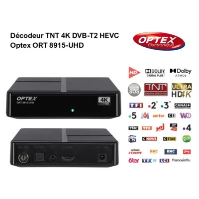 Décodeur TNT 4k BOX - DVB-T2 HEVC Optex ORT 8915-UHD Réception de qualité - Bild 1 von 4