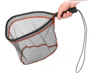 Fly Fishing Landing Net Bass Trout Net Rubber Coating Fishing Portable Fish Nets - Picture 1 of 12