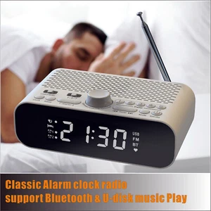Dual Alarm Clock Radio w/ Bluetooth Speaker LED Display Bedside Classic FM Radio - Picture 1 of 11