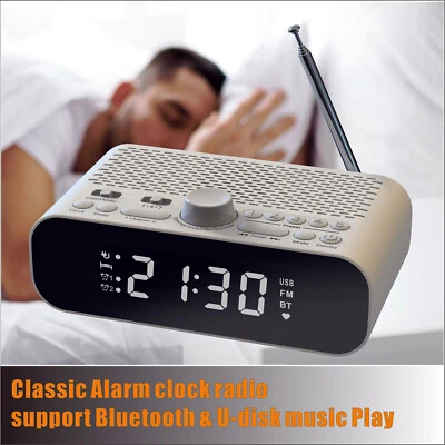 Dual Alarm Clock Radio w/ Bluetooth Speaker LED Display Bedside Classic FM Radio - Image 1 of 4