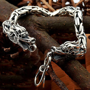 Viking Ouroboros Dragon Scale Cuban Link Chain Men's Stainless Steel Bracelet