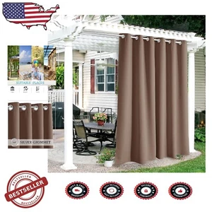 Thermal Insulating Outdoor Curtains 108in Long - Grommet Drapes for Patio - Picture 1 of 8