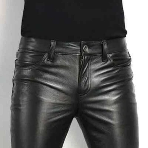Men's Genuine Leather Pant Biker Jeans Sleek And Sexy Motorbike Black Pants - Picture 1 of 5