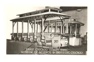 Postcard RPPC IL Early Chicago Street Cars Museum of Science & Industry B&W - Picture 1 of 2