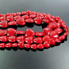 Red Turquoise Heart Gemstone Spacer Beads 16" Jewelry Making DIY
