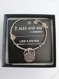 2014 Alex and Ani Like a Sister to Me Adjustable Charm Bangle Bracelet in Box - Picture 1 of 9
