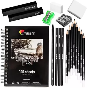Kit schizzi da disegno completo con matite, bastoncini antracite, quaderno da schizzi e altro - Foto 1 di 7