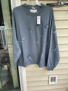 $49.00 Abercrombie & Fitch softAF Oversized Crew Sweatshirt blue size L XL XXL - Picture 1 of 2
