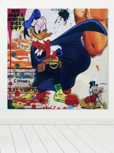 Ölmalerei Motiv Donald Duck 130x130 Pop Art/Street Art/Bild/Malerei/Original - Picture 1 of 8