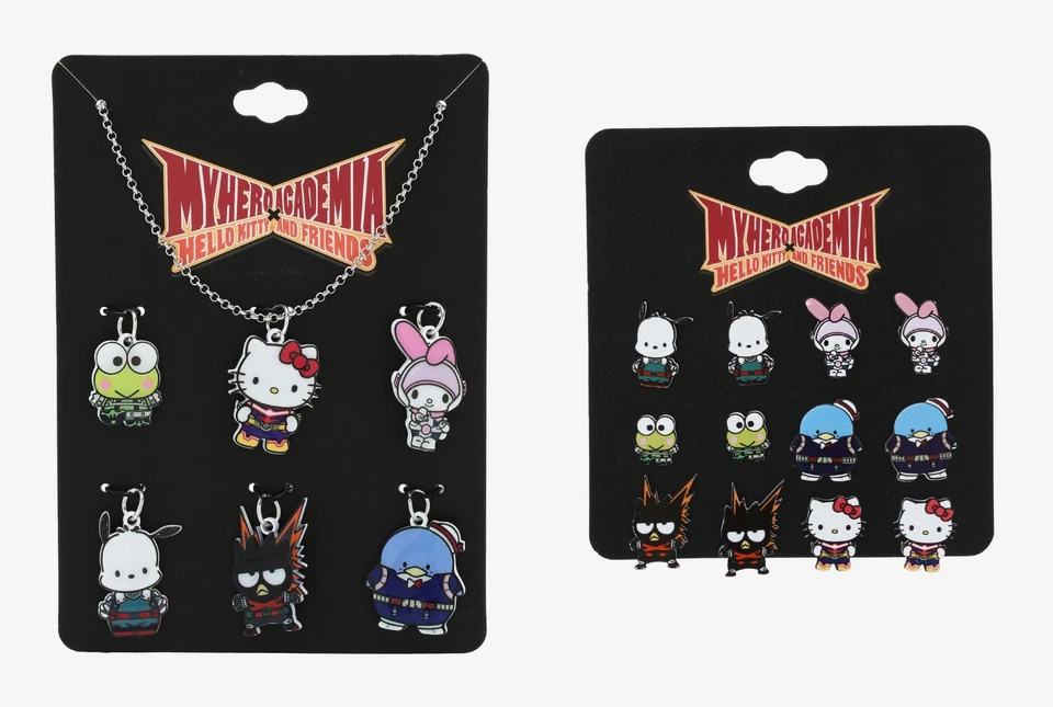 Hello Kitty X My Hero Academia Cute Interchangeable Charm Necklace + Earring Set - Image 1 of 1