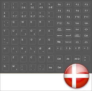 Anthracite Keyboard Sticker Keyboardsticker Norwegien Denmark Danish Dark Grey - Picture 1 of 1