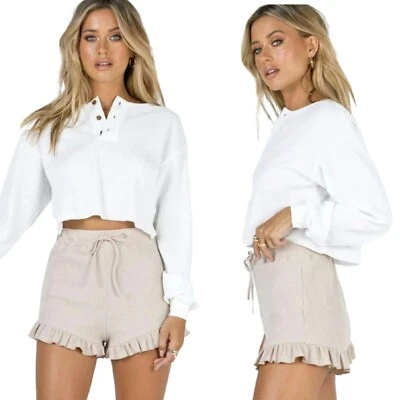 Pantalones Cortos Princess Polly Wild Dreams Tejido Gofre Volantes Beige Talla 6 Foto 1 de 4