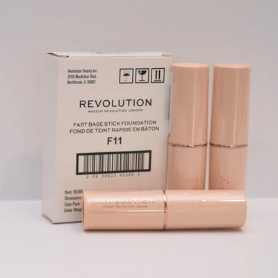 Makeup Revolution Fast Base Stick Foundation F11 – 3 Pack – New & Sealed - Image 1 of 4