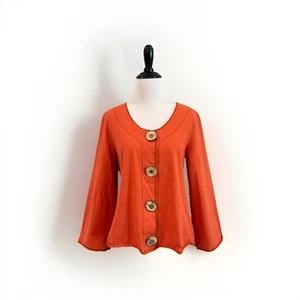 Neon Buddha Top Size Small Orange Decorative Button Knit Lagenlook Forest Fairy - Picture 1 of 13