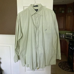 Nautica Mens Vintage Oxford Shirt light green Long Sleeve Pocket 16.5 34/35 - Picture 1 of 5