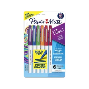 Paper Mate Flair Felt Pen Bold Point Assorted Ink 6/Pack (2125411) - Picture 1 of 1