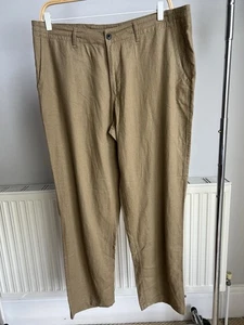 M and S Men’s Summer Linen Blend Casual Trousers BNWOT Tobacco Colour W38 In 31 - Picture 1 of 11