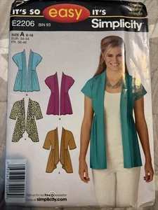 Simplicity 2206 Its So Easy Misses Knit Cardigans Jackets Sewing Pattern Sz 8-18 - Picture 1 of 2