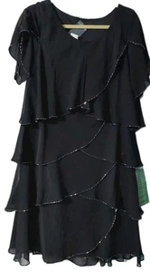 S L Moden Perlen Stufenkleid Größe 16 schwarz neu mit Etikett - Bild 1 von 8