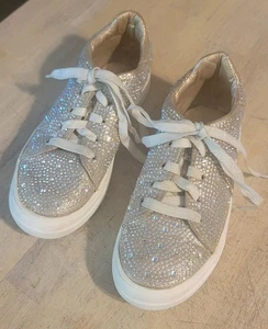 Mädchen Cat And Jack Low Top Silber Glitzer Sneaker Größe 1 Kinder - Bild 1 von 7