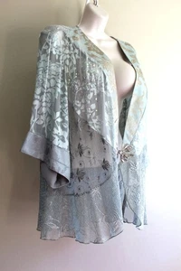 Spencer Alexis Fairy Mermaid Duster Kimono Womens 2X Plus Ice Blue Aqua Silver - Picture 1 of 8