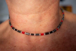 Collana uomo donna, pietre dure, giada, quarzo, turchese, ematite 026. - Foto 1 di 6