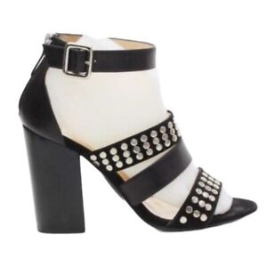 Marvin K Woman's Black Leather & Suede Studded Sandals N2979 Size 7