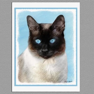 6 Siamese Cat Seal Point Blue Eyes Blank Art Note Greeting Cards - Picture 1 of 1