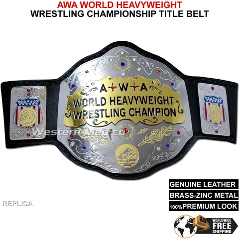 AWA World Heavyweight Wrestling Championship Title Belt Replica Zinc Adult Size Cover