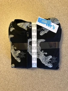 New Boys 6-14 Carter's One-Piece Fleece Footed Pajamas-Black Dinosaur - Picture 1 of 3