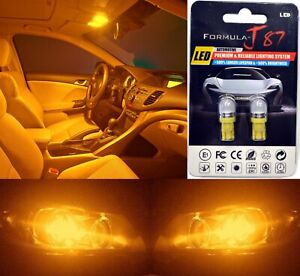 LED 5050 Light Orange Amber 168 Two Bulb License Plate Replace OE Color SMD JDM