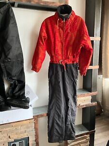 BOGNER Ski Schnee Anzug Rot Schwarz Bestickt Damen Gr S, M Vintage