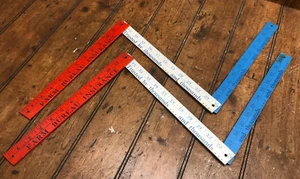 2 Vintage Folding Wood Rulers Yardsticks Red White & Blue Farm Bureau Insurance - Picture 1 of 5