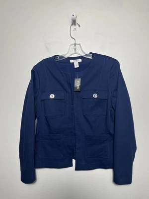 Chaqueta sin cuello White House Black Market talla 14 azul claro nueva con etiquetas $120 Foto 1 de 4