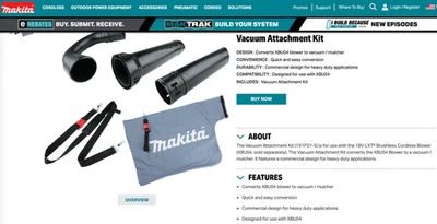 Makita 191P37-5 Kit di attacco per aspirapolvere PER: Soffiatore brushless LXT (XBU04Z) - Immagine 1 di 2